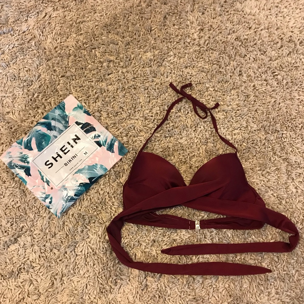 NWT Dark Red Shein Push-Up Bikini Top Size Medium